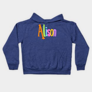 Alison popular girls first name in white. Personalized personalised customised name Alison Kids Hoodie